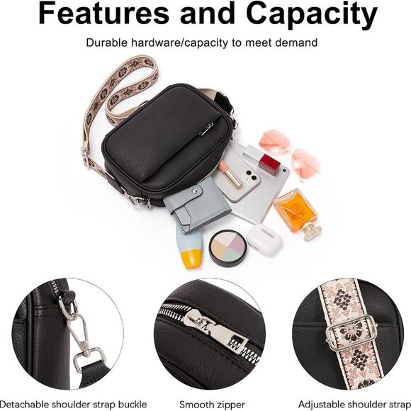 Crossbody Bags for Women, Vegan Leather Shoulder Handbags，Purses for Women with - Picture 4 of 9